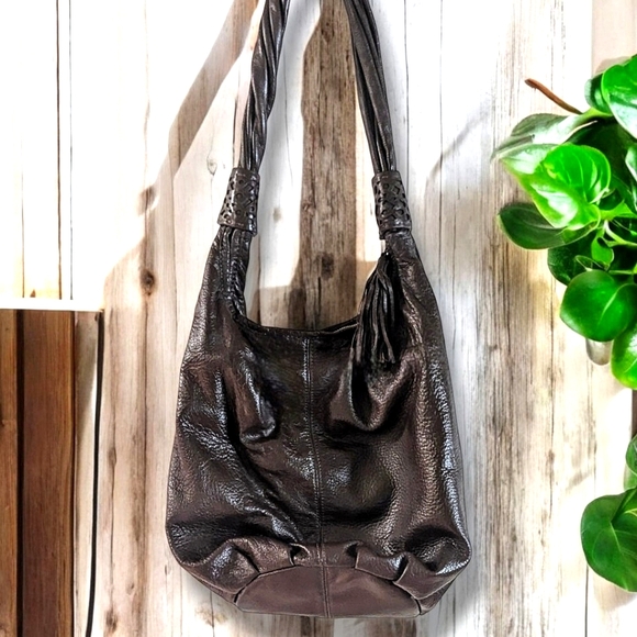 😍100% Leather Chocolate Brown Hobo Shoulder Bag by Coldwater Creek in EUC!!! - Picture 1 of 14